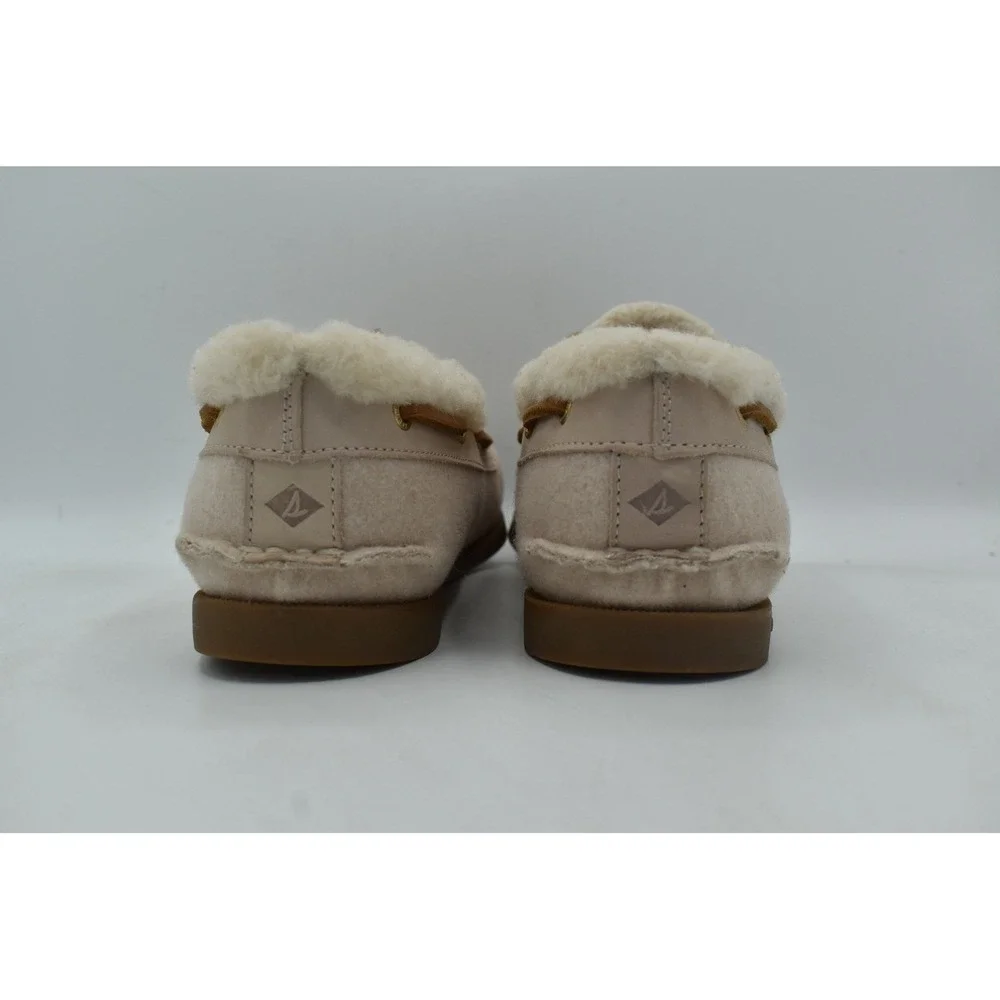 Sperry Women Size 10 AO 2 Eye Lined Faux Shearling Light Pink Suede Boat Shoes